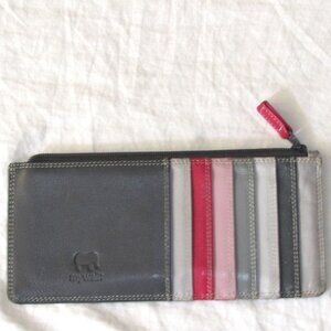 Mywalit Multicolor Card Slot Zip Bill Holder Wallet Grays Mauve Pink Red
